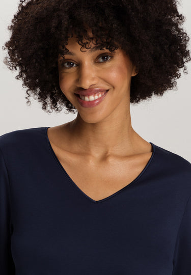 Cotton Silk V-Neck Cotton Pajama Set | Deep Navy 74816-1610